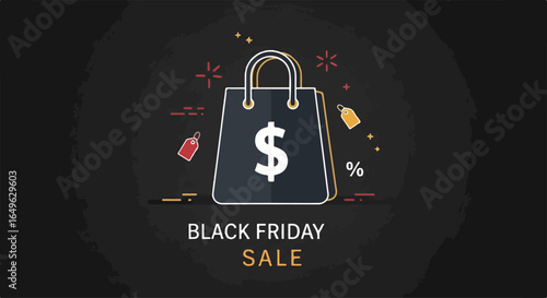 Black Friday Sale Shopping Bag Graphic Design.