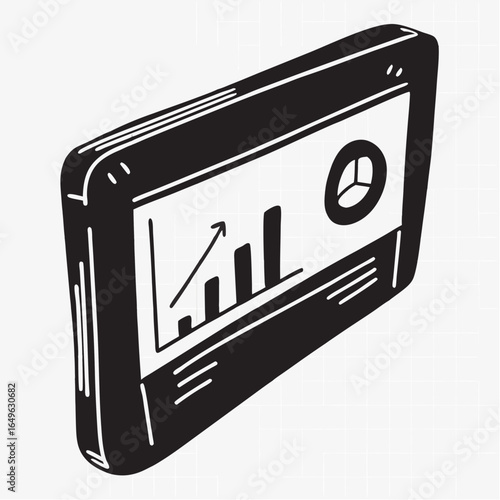 Modern business analytics on tablet with positive growth charts and dynamic pie charts, business concept