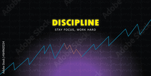 Business graph background illustrating the concept of discipline and hard work for success.