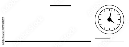 Clock with clean lines and geometric shapes representing tracking time, scheduling, efficiency, productivity, minimalism, focus, and balance. Ideal for business, personal organization education