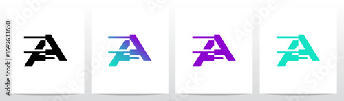 Technology Modern Cyber Glitch Letter Initial Typography Logo Design A