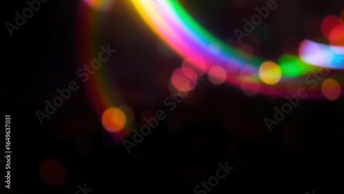 Wallpaper Mural Blurred rainbow refraction overlay effect. Light lens prism effect on black background. Holographic reflection, crystal flare leak shadow overlay. Colorful rainbow disco ball light Torontodigital.ca