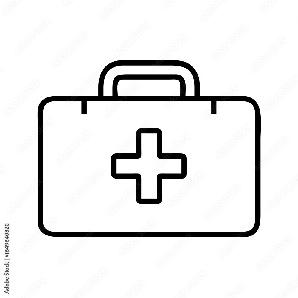 First aid kit vector icon medical emergency box healthcare equipment symbol simple line drawing design First aid kit vector icon medical emergency box healthcare equipment symbol simple line drawing design