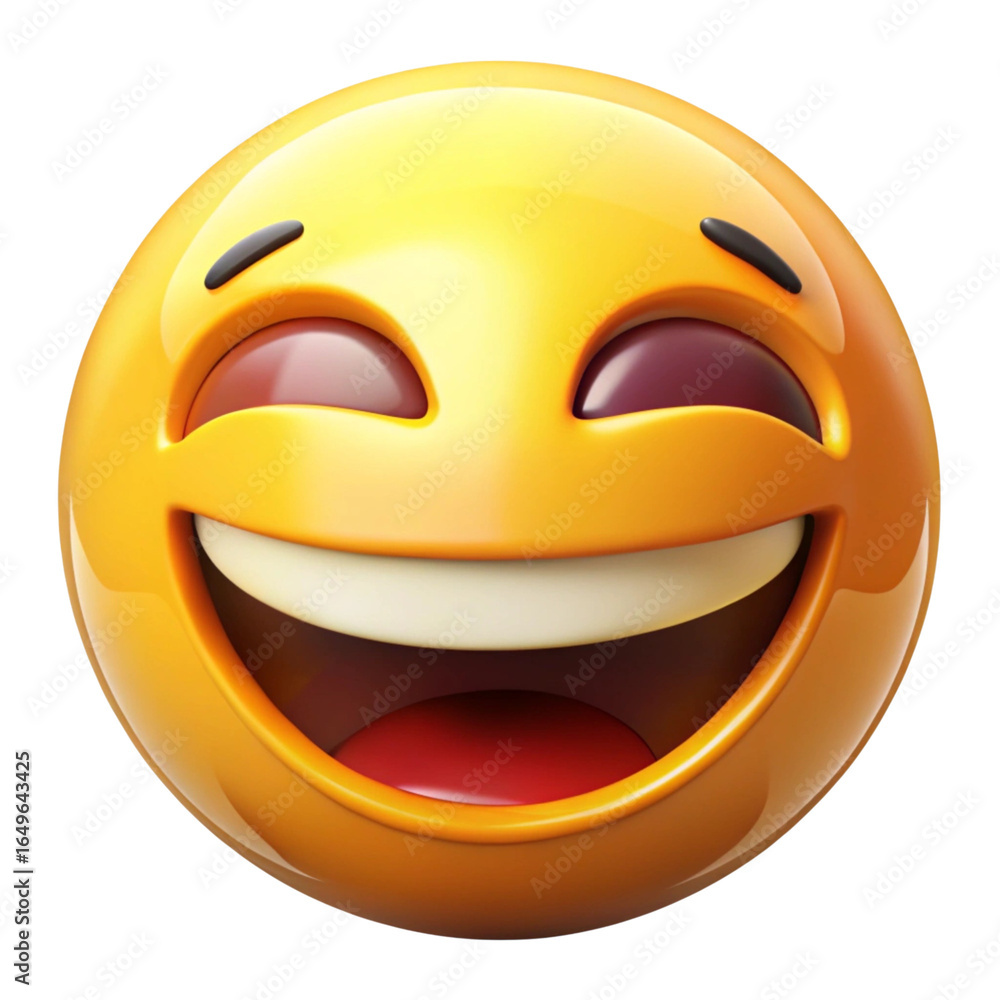 Fototapeta premium Laughing Emoji with Squinting Eyes and Open Mouth Full of Joy
