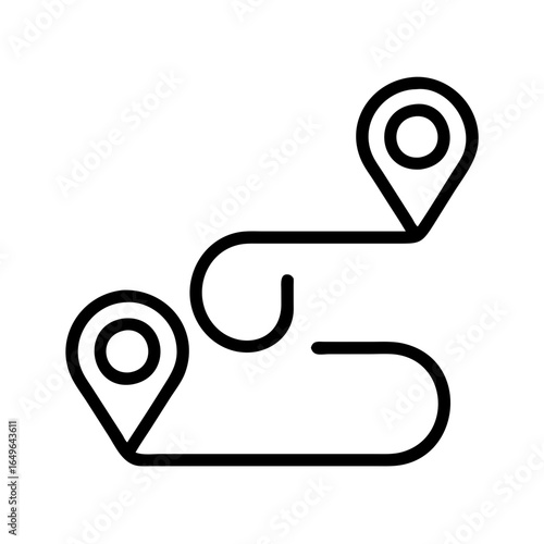 Route map navigation direction with location pin pointer for travel and destination guide