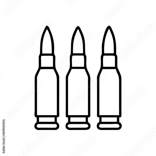 Three rifle bullets ammunition vector illustration design for shooting and hunting concept use ninety