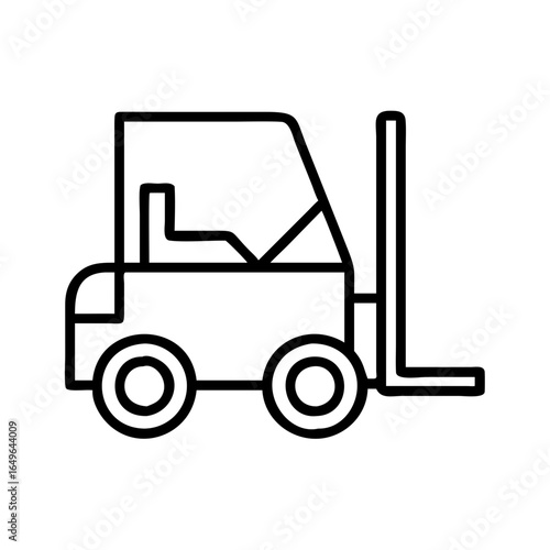 Forklift truck vector icon outline, industrial vehicle equipment for warehouse and logistics
