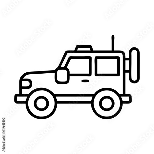 Offroad vehicle suv car auto automobile transport adventure travel outline drawing vector icon image
