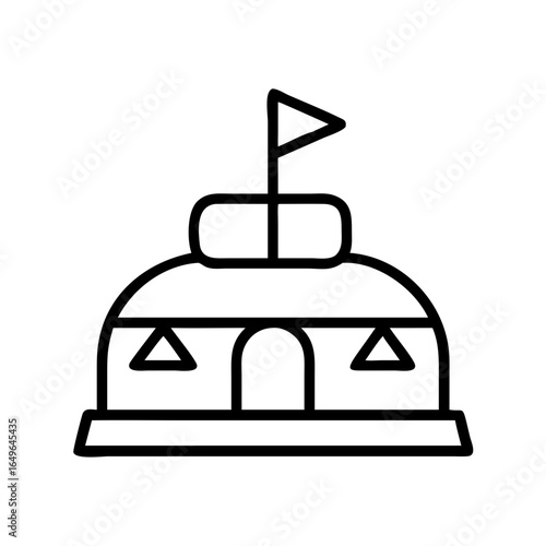 Outline yurt vector, camping tent icon, nomadic dwelling, traditional shelter, asian home design
