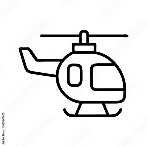 Helicopter outline icon vector, transportation, aviation, travel and tourism concept design, 90