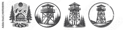 Vintage Hand-Drawn Watchtower Illustration, Historic Engraved Vector for Architecture and T-Shirt Design