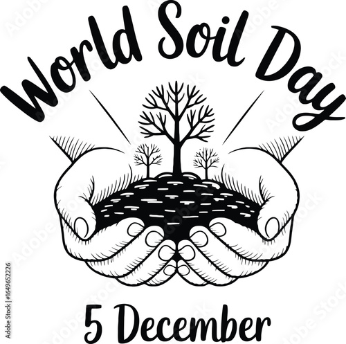 World Soil Day: Hands holding soil with trees, December 5th celebration