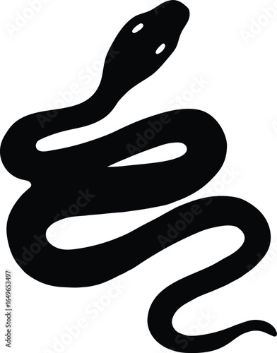 Black Snake Silhouette Vector Icon - Minimalist Serpent Design for Graphic Design, Tattoo, or Logo Element Isolated on Transparent Background.