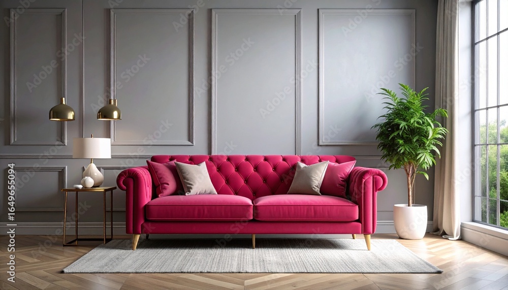 Fototapeta premium シンプルな赤いソファ