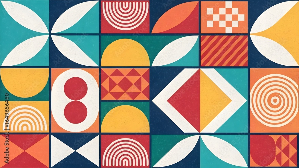 Naklejka premium Abstract Geometric Shapes – Colorful Digital Art Illustration