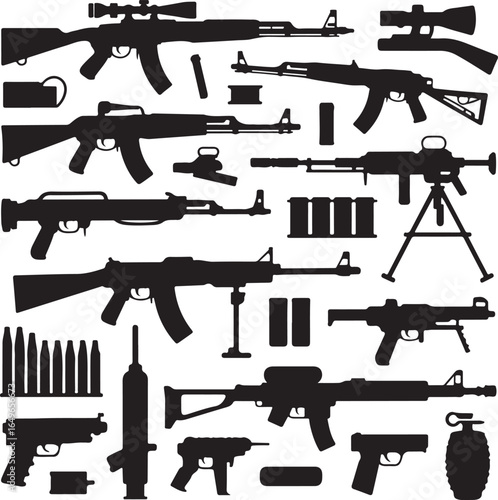 Assorted Firearms and Ammunition Silhouettes Collection rifle pistol