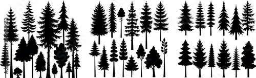 Flat Vector Christmas Tree Silhouettes – Isolated Design Collection