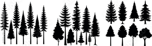 Flat Vector Christmas Tree Silhouettes – Isolated Design Collection