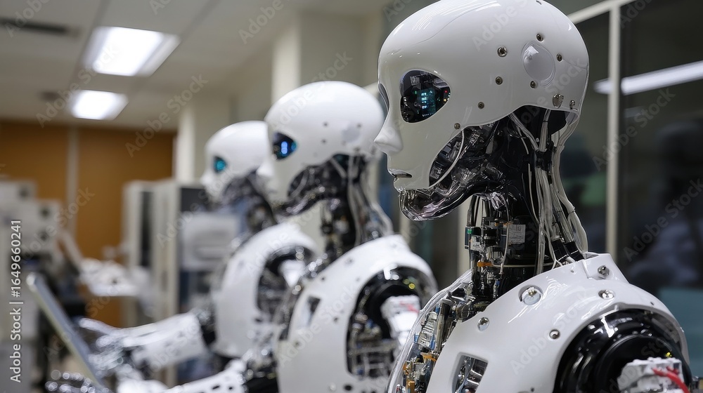 Fototapeta premium Robots in a Modern Tech Laboratory
