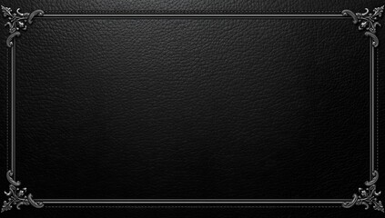 Elegant black textured background with ornate silver corner embellishments