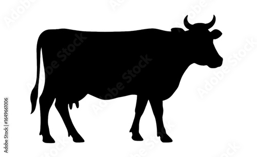 Cow graphic icon. Cow black silhouette isolated on a white background. Vector illustration 