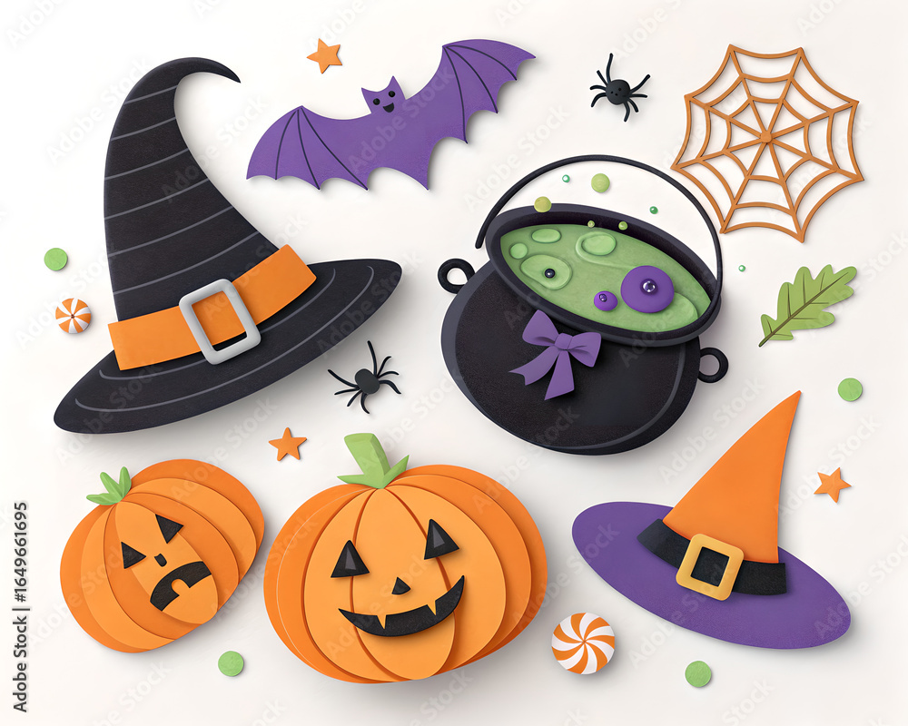 Naklejka premium Halloween clipart, illustrations and design elements set.
