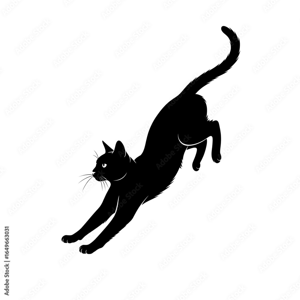 Fototapeta premium black silhouette of a jumping Cat
