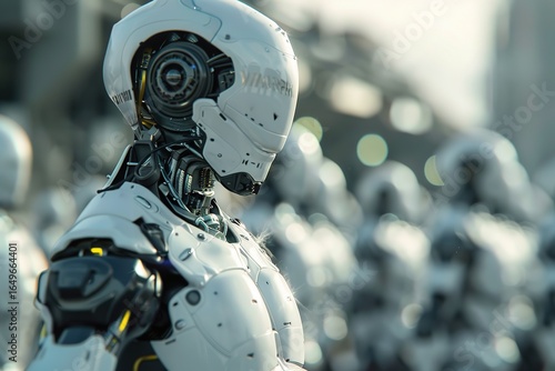 3D rendering artificial intelligence AI research of robot and cyborg development for future of people living. Digital data mining and machine learning technology design for computer brain