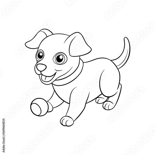 black outline printable puppy chasing butterfly