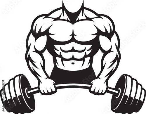 Muscular Man Lifting Barbell With Both Hands On White Background bodybuilding bodybuilder