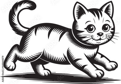 Playful Kitten Vector Illustration Cute Cartoon Style Animal Pet Design