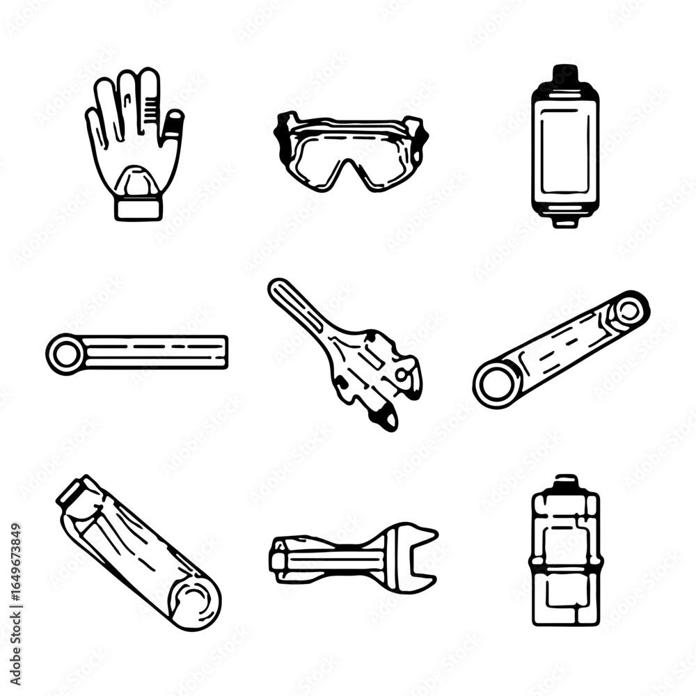 Fototapeta premium Steel vector illustration of keys and hand tools as a security symbol