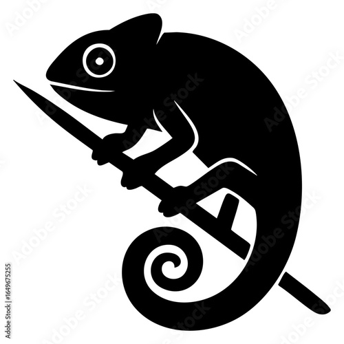 chameleon silhouette icon vector
