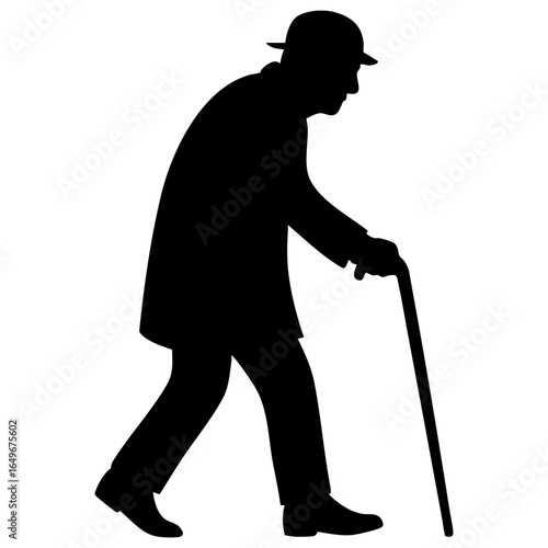 elderly man walking with a cane
