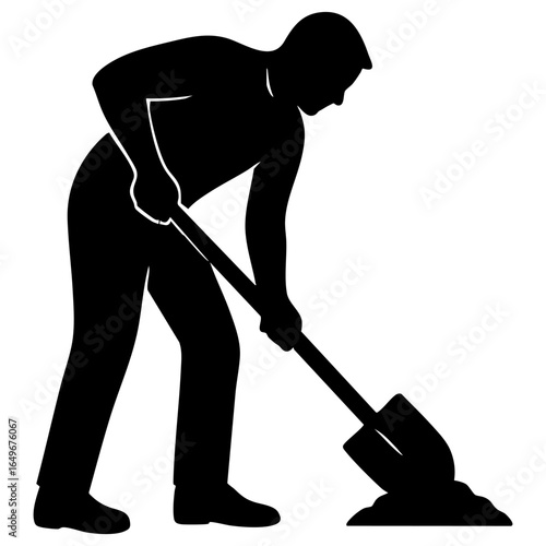 man digging in garden