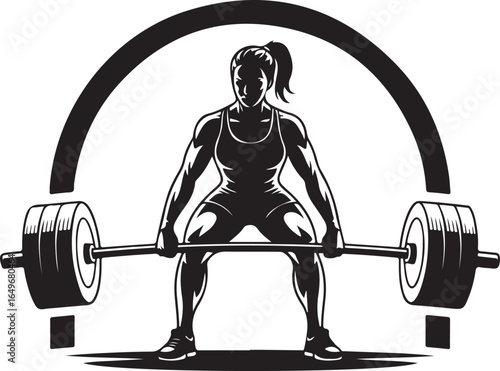 Silhouette of a woman performing a deadlift with a barbell under an arch fitness female