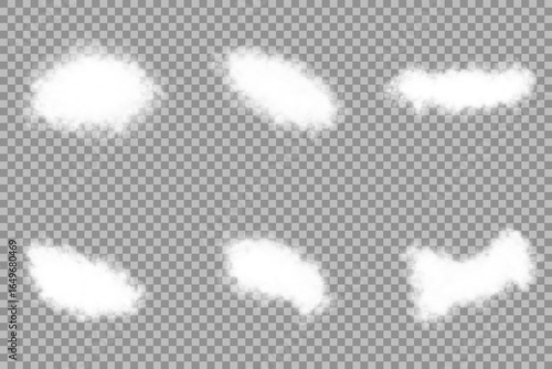 Vector mist, smog background. Realistic white fog border or smoke isolated transparent special effect. Cloud texture, smoke, nature sky or foggy nature illustration isolated on transparent background.