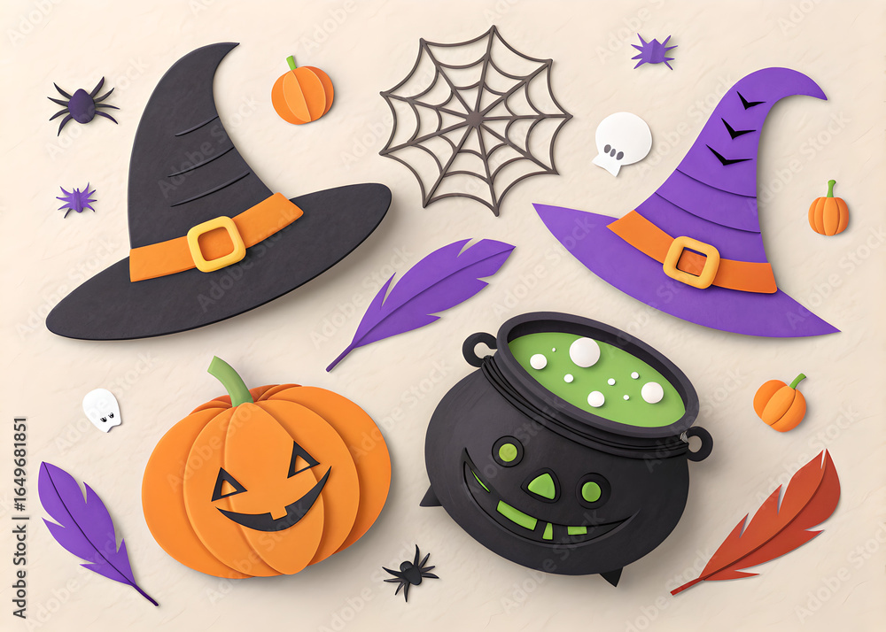 Fototapeta premium Halloween clipart, illustrations and design elements set.