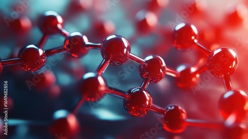 Abstract Red Molecular Structures in Motion