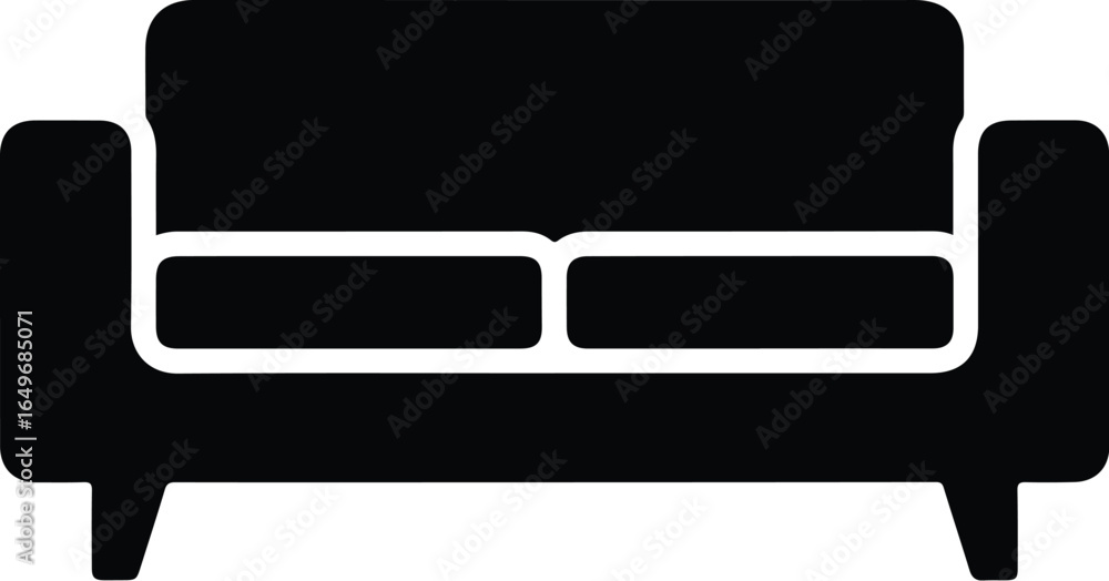 Obraz premium Black Silhouette of a Modern Sofa.