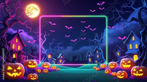 Happy Halloween party themed frame design background 