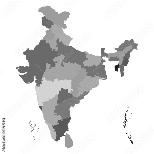 India Administrative Map, Printable political map of India with detailed state divisions and capitals. Indian map state coloured