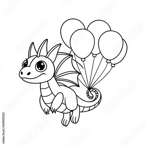 black outline printable dragon playing hide and seek