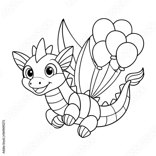 black outline printable dragon playing soccer