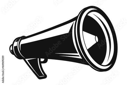 Striking Black and White Illustration of a Loudhailer or Megaphone for Announcements