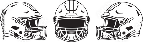American Football Helmet in Front and Side Views sports helmet protective gear