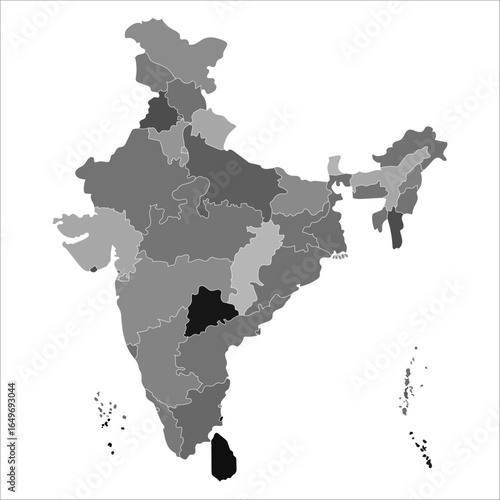 India Administrative Map, Printable political map of India with detailed state divisions and capitals. Indian map state coloured