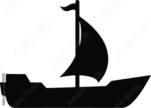Simple Silhouette of a Sailing Ship.