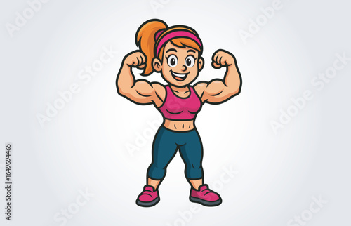 Body Builder Mascot Cartoon Vector Template