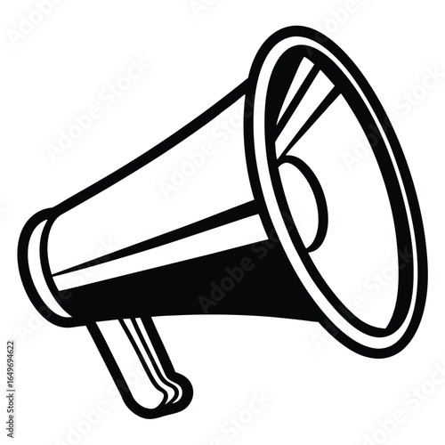 Bold Black and White Line Art Illustration of a Megaphone or Loudspeaker